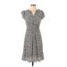 Talbots Casual Dress - A-Line V-Neck Short sleeves: Gray Dresses - Women's Size 2 Petite