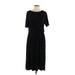 Elie Tahari Casual Dress - Midi Crew Neck Short sleeves: Black Solid Dresses - Women's Size Large