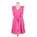 Shein Casual Dress - Mini V-Neck Sleeveless: Pink Solid Dresses - Women's Size 1X