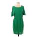 Calvin Klein Casual Dress Scoop Neck Short sleeves: Green Print Dresses - Women's Size 6