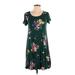 Old Navy Casual Dress - A-Line Scoop Neck Short sleeves: Green Floral Dresses - Women's Size X-Small