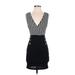 Shein Casual Dress - Mini Plunge Sleeveless: Black Dresses - Women's Size X-Small