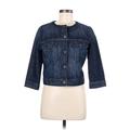 Old Navy Denim Jacket: Short Blue Print Jackets & Outerwear - Women's Size Medium - Print Wash