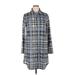 Lily by Firmiana Casual Dress - Shirtdress: Blue Plaid Dresses - Women's Size X-Large