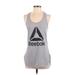 Reebok Active Tank Top: Gray Print Activewear - Women's Size Small