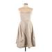 Calvin Klein Cocktail Dress - A-Line Open Neckline Sleeveless: Tan Print Dresses - Women's Size 10