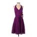 Maggy London Casual Dress - Fit & Flare: Purple Dresses - Women's Size 4