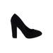 Forever 21 Heels: Pumps Chunky Heel Cocktail Black Print Shoes - Women's Size 7 1/2 - Almond Toe