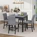 5-Piece Counter Dining Set,w/ Footrest&4 Upholstered high-back Chairs - 17.9"*21.5"*40.7"