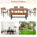 Outdoor Patio Wood Dining Sets for 6-7 Person, 6-Pieces Outdoor Dining Table Set w/ 4 Ergonomic Chairs & Bench, Thicker Table