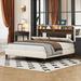 Queen size Upholstered Platform Bed with Storage Headboard, Sensor Light and a set of Sockets and USB Ports, Linen Fabric