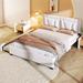 Queen Size Upholstered Platform Bed w/Headboard and Twin Size Trundle