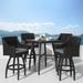 Deco 5 Piece Sunbrella Outdoor Patio Barstool Set - Charcoal Grey - 23"W x 24"D x 48"H