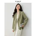 Vimly Spring Linen Blend Blazers for Women 2024 Business Office Wear Suit Jacket Shoulder Padded