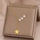 Stainless Steel Necklaces Light Luxury Star Pendants Chains Choker Imitation Pearl Necklace For