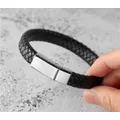 Bracelet en Cuir Tressé Marron/Noir pour Homme Acier Inoxydable Fermoir Magnétique Bracelets Punk