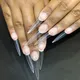 Faux ongles stiletto extra longs gel acrylique transparent demi-couverture faux doigts