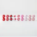 20pcs Valentine's day Wooden Beads 16mm Heart Love XO Printed Pattern Natural Round Wood Beads for