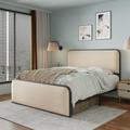 Wondrous Iconic Modern Metal Bed Frame w/ Curved Upholstered Headboard & Footboard Bed w/ Under Bed Storage | 41.1 H x 77.8 W x 82.9 D in | Wayfair
