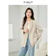 Vimly Spring Blazer Women Notched Double Breasted Light Khaki Jacket 2024 Spring Casual Tailored