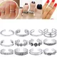 12PCS/SET Foot Jewelry Vacation Summer Beach Finger Rings Toe Rings Set Adjustable Knuckle Foot Ring