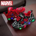Disney Spiderman Led Light Glowing Sneakers Fashion for Boys Girls Kids Shoes Up Breathable Sports