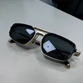 New Handmade All Aluminum Double Beam Sunshade Sunglasses Men With Large Frame Titanium Personalized