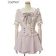 Chemise à manches courtes Lolita de style japonais pour dames chemise à nœud mignon dentelle de