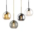 Lampe suspendue au design industriel moderne avec boules de verre gris fumé luminaire décoratif