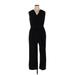 Tiana B. Jumpsuit V Neck Sleeveless: Black Print Jumpsuits - Women's Size 1X