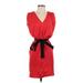 Zara Basic Casual Dress - Mini V Neck Sleeveless: Red Solid Dresses - Women's Size X-Small