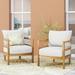 Joss & Main Acacia Wood Patio Chair w/ Cushions Wood in Brown/White | 24.5 H x 27.5 W x 29.5 D in | Wayfair 64D0A36A3EF943968051A689B5B2F398