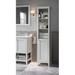 Winston Porter Chrisna 15" W x 72.5" H x 15" D Solid Wood Linen Cabinet Solid Wood in Brown/Gray/White | 72.5 H x 15 W x 15 D in | Wayfair