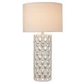 Latitude Run® Townley Ceramic Geometric Cut-out Table Desk Lamp w/ Led Light Bulb, 22"H Porcelain/Fabric in White | 22 H x 13 W x 13 D in | Wayfair