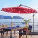 Arlmont & Co. 10Ft. Patio Offset LED Umbrellas Outdoor Hanging Umbrella, 50+ UV Protection Cantilever Outside Umbrellas For Yard | Wayfair