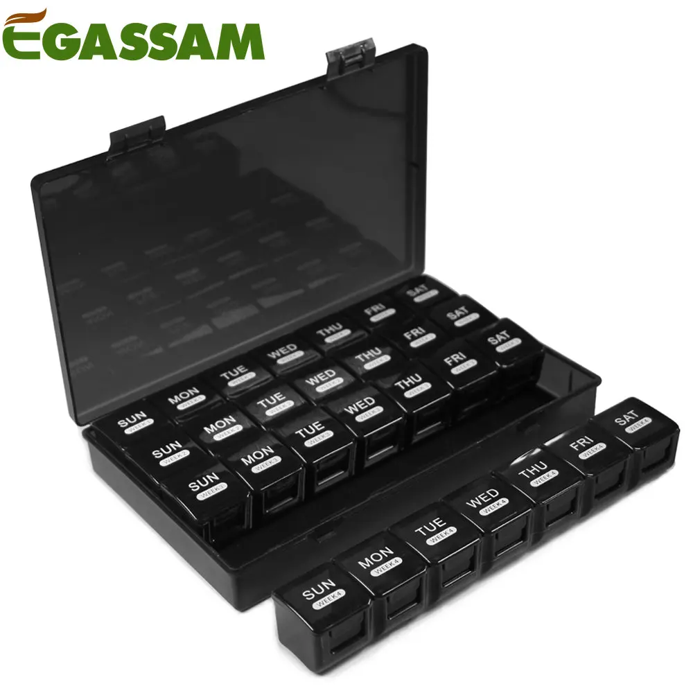 Monatlicher Pillen organisator, 4 Wochen ein Monat Pillen etuis, große Fächer Medizin organisator für Vitamine, Fischöle, Nahrungs ergänzungs mittel Image