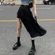 Sommer Neue Harajuku Lace Up Sexy Frauen Röcke Unregelmäßigen Schwarz Hohe Taille Lange Röcke Punk