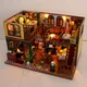 DIY Holz Casa Puppe Häuser Miniatur Baukästen europäische Villa Puppenhaus mit Möbeln LED-Lichter