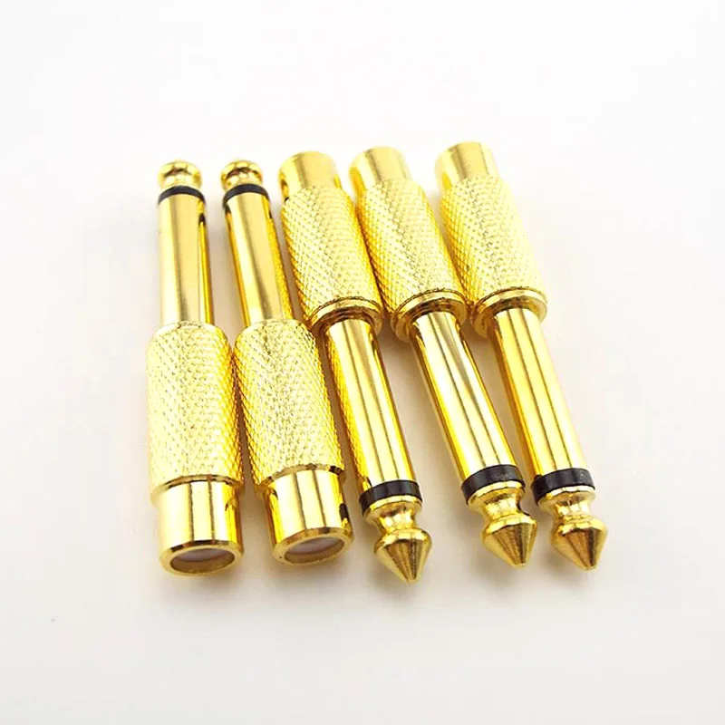 Golden Audio Adapter 6,35mm 1/4 "Stecker Mono Stecker auf Cinch-buchse 6,5mm auf AV Jack Audio Adapter stecker TS Für Home KTV H1 Image