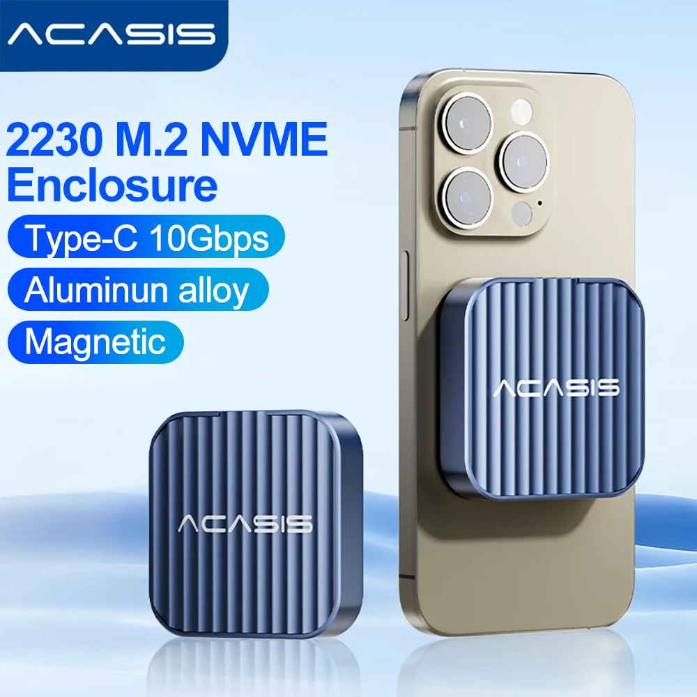 Acasis Magnetisches M.2 2230 NVMe SSD-Gehäuse 10 Gbit/s USB C 3.1 zu NVMe PCI-E für iPhone 15/14/13/12 Pro 2 TB externes Treibergehäuse Image