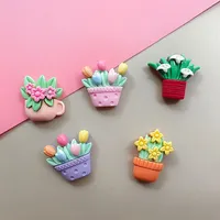 5 stücke DIY Harz Magnete Kühlschrank Blumen korb Tulpe Kühlschrank Aufkleber niedlichen Kühlschrank