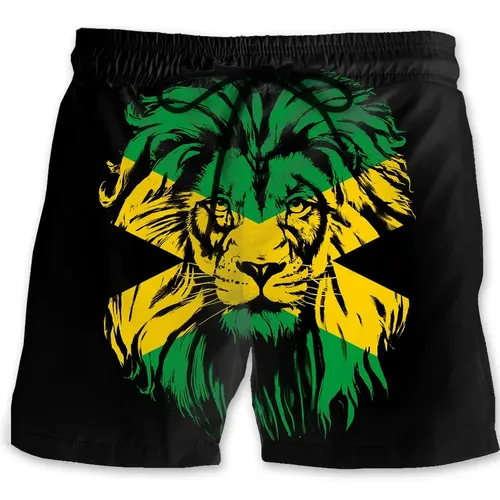 Jamaika Löwe Emblem Grafik Männer Strand Shorts 3D-Druck jamaika nische Flagge Badeanzug Homme