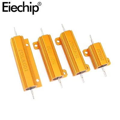 Neuer 100 W 50 W 25 W 10 W Aluminium Power Metal Shell Case Drahtwiderstand 0,1 ~ 10 kOhm 10 20 500 1K 10K Widerstand Lastwiderstand Image