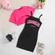 Mädchen Baby Kinder kleidung rot Kurzarm Top schwarz Brief druck Rock sportlichen Stil Urlaub