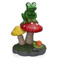 Winston Porter Frog on Mushroom Solar Statue w/ LED Lights | 24" H x 18" W x 14" D | Wayfair 5560AE51D245460182A12C127F7A5E95