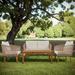 Latitude Run® Rimes 4-Piece Patio Seating Ensemble: Featuring Solid Wood Loveseat, Table in Brown | Wayfair 57CA6F2E3D86425C8264D26FB8542B6A