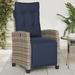 Vidaxl Reclining Patio Chair w/ Footrest Gray Poly Rattan Wicker/Rattan in Brown | 36.6 H x 22.4 W x 26 D in | Wayfair 365239