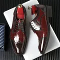 Scarpe in pelle modello coccodrillo Business Oxford calzature scarpe eleganti da uomo Brogue scarpe