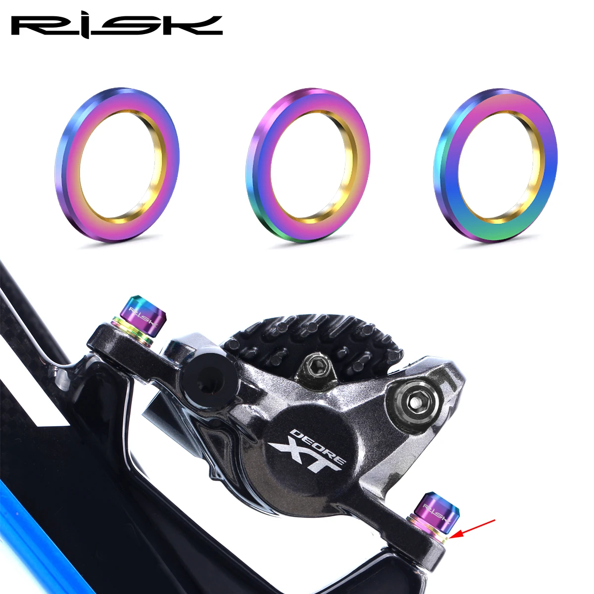 RISCHIO 10 pz Bicicletta M5/M6 Titanio Rondella Piatta Universale Bici Bulloni Guarnizione Leggero 5mm 6mm Mountain Road Bike Bulloni Distanziatore
