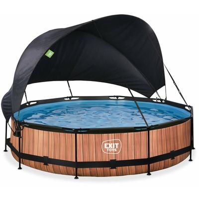 Exit Toys - exit Wood Pool ø360x76cm mit Filterpump und Sonnensegel - braun Image
